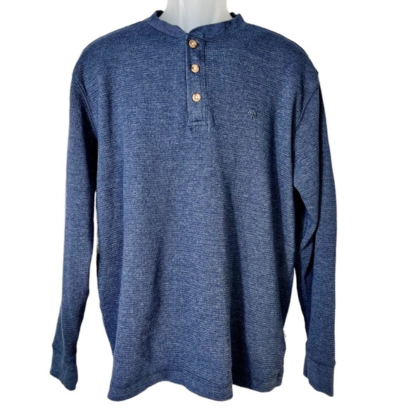 WOLVERINE WALDEN‎ LONG SLEEVE HENLEY NAVY WAFFLE THERMAL MENS LARGE - Picture 1 of 8